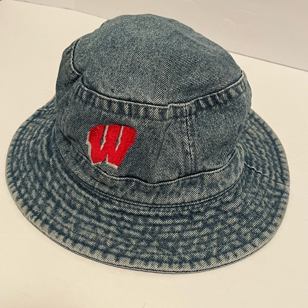 University of Wisconsin Badgers Vintage Denim Bucket Hat with W Logo Badgers UU - Picture 5 of 11